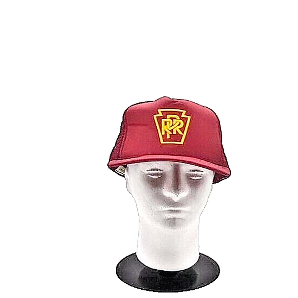 Vtg Railroad Trucker Hat Pennsylvania Railroad PRR Snap Back Foam Mesh Red